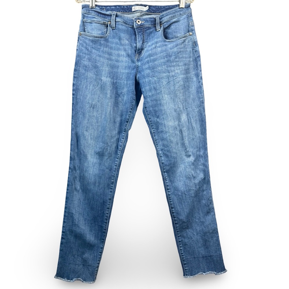 Carve Designs Size 8 Denim Jeans Organic Cotton Cropped Raw Hem Distressed Blue
